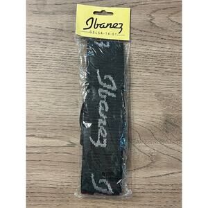 Ibanez GSL5A-14-01 Vinyl Guitar Strap w/ Leather Ends, Logo Printed in White NWT